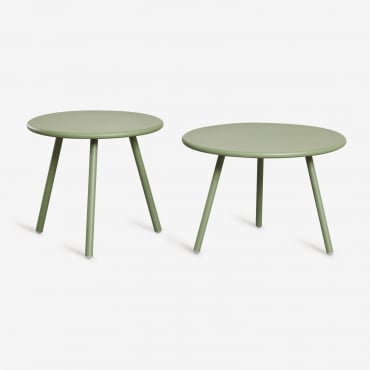 Set Di 2 Tavolini Da Giardino In Ferro Aradina Verde Alloro - Sklum