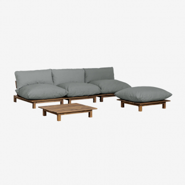 Set Da Giardino Con Divano Reclinabile Modulare Da Giardino 3 Pezzi Con Tavolino E Pouf In Legno Di Acacia Brina Grigio Antracite - Sklum