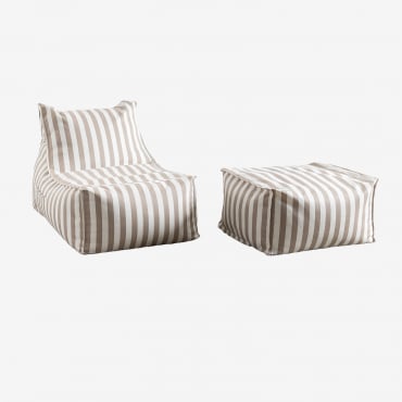 Set Da Giardino Con Poltrona E Pouf In Tessuto Sandel Marrone Nocciola - Sklum