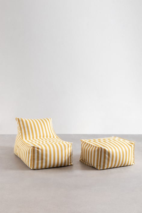 Set poltrona e pouf in tessuto Sandel - Giallo Curry