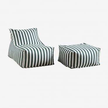 Set Poltrona E Pouf In Tessuto Sandel Verde Jungle - Sklum