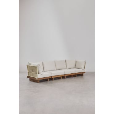 Sofà Modulare Da Giardino A 4 Pezzi Con 2 Poltrone Angolari In Legno Di Acacia Dailin Acacia Marrone - Sklum