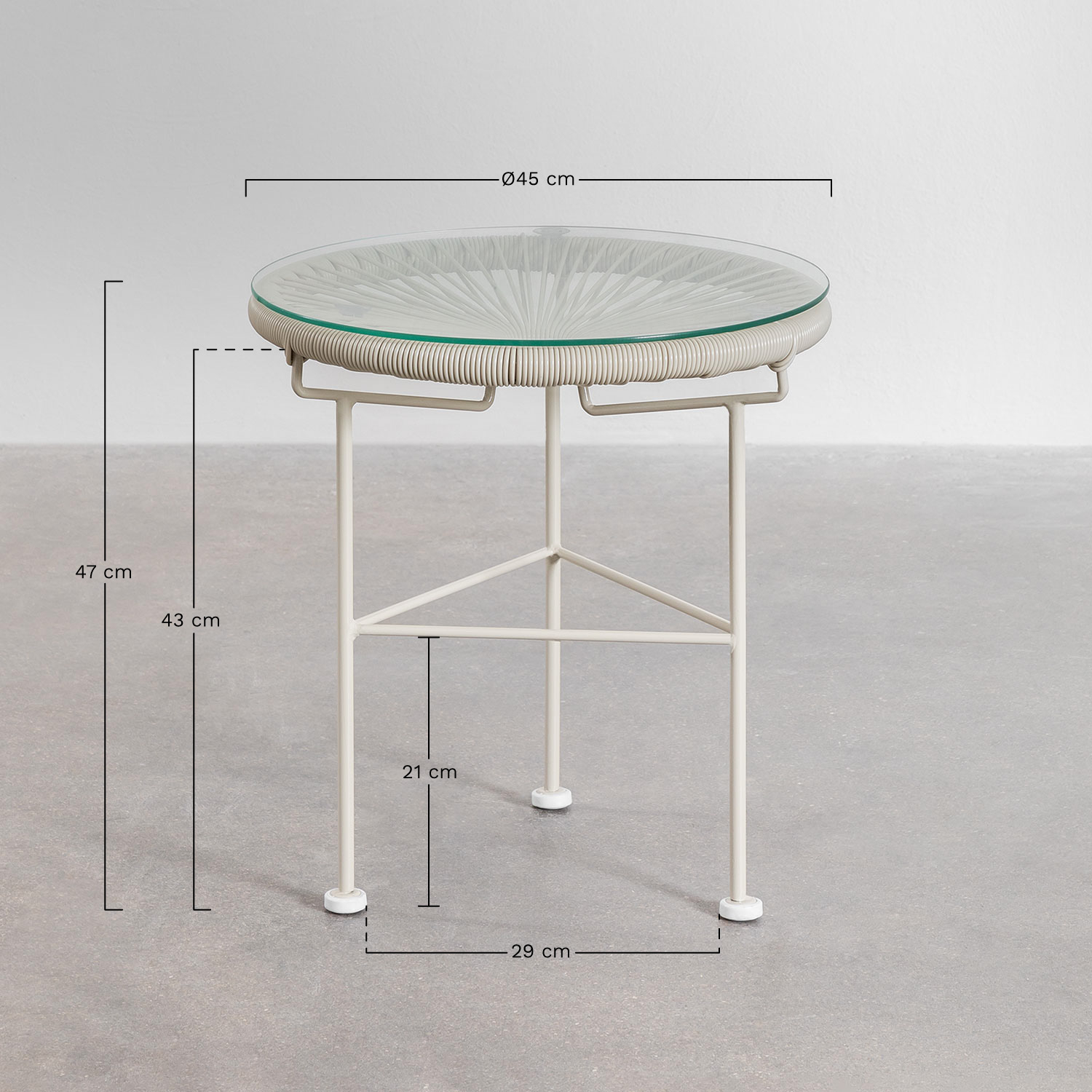 Set soggiorno con 2 poltrone e tavolino in acciaio e vimini sintetico Maryland, MISURE