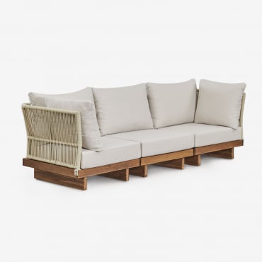 Divano Modulare Dailin 3 Pezzi Con 2 Poltrone Angolari In Legno Di Acacia Acacia Marrone - Sklum