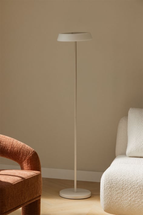 Lampada da terra solare LED wireless in polietilene e ferro Ulenia - Tapioca Beige