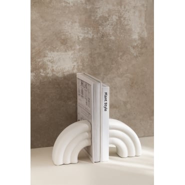 Set Di 2 Fermalibri In Cemento Brissac - Design Moderno, Misure 12x9.5x5 Cm Per Libreria O Scrivania