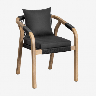 Confezione Da 2 Sedie Da Giardino Con Braccioli In Legno Di Acacia Dubai Grigio Grafite & Acacia Rustica Marrone - Sklum