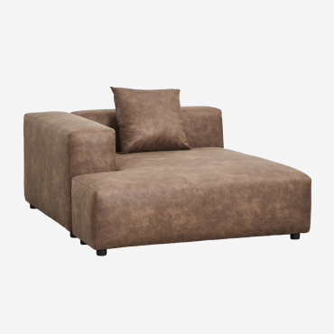 Modulo Chaise Longue Sinistro Con Cuscino Per Divano Componibile Bruna Pelle Scamosciata Marrone Caffè - Sklum