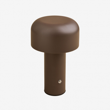 Lampada Da Tavolo In Metallo Per Esterni A Led Wireless Loentia Marrone Cioccolato - Sklum