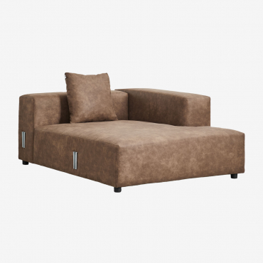 Módulo Chaise Longue Destro Con Cuscino Per Divano Modulare Bruna Pelle Scamosciata Marrone Caffè - Sklum