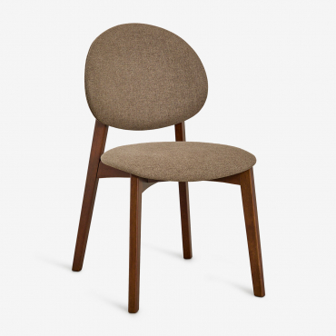 Sedia Da Pranzo In Legno E Tessuto Yamena Tessuto Marrone Chiaro - Sklum