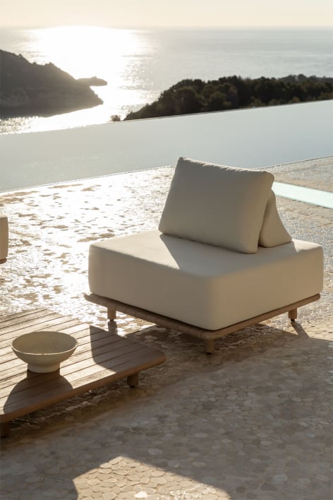 Set da giardino con poltrona e tavolino quadrato 95x95 cm in acacia Portet