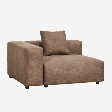 Modulo Angolare Sinistro (135x113 Cm) Con Bracciolo Alto E Cuscino Per Divano Modulare Bruna Pelle Scamosciata Marrone Caffè - Sklum