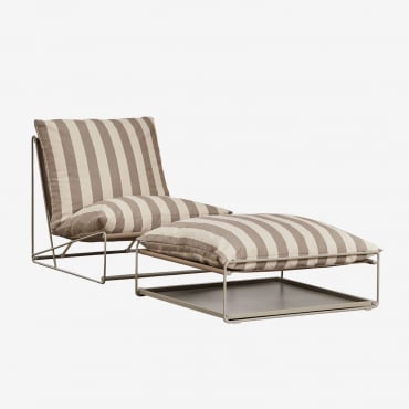 Set Da Giardino Con Poltrona E Pouf Convertibile Amaro Tapioca Beige - Marrone Moka - Sklum