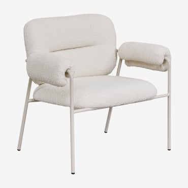 Poltrona In Tessuto Bouclé Hanko Ricciolo Blanco - Sklum