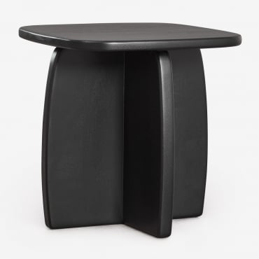 Comodino In Legno Di Mango Agathe 45x45 Cm Nero Liscio - Sklum