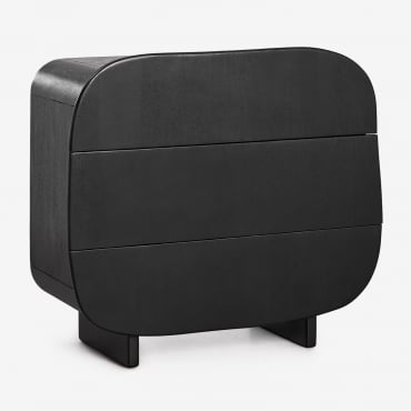 Comòda A 3 Cassetti 100x40 Cm In Legno Di Mango Agathe Nero Liscio - Sklum