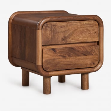 Comodino Gina In Legno Di Mango 50x43 Cm Maniglia In Legno Scuro - Sklum