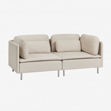 Divano Modulare Oriol 2 Pezzi Tessuto Beige Crema - Sklum