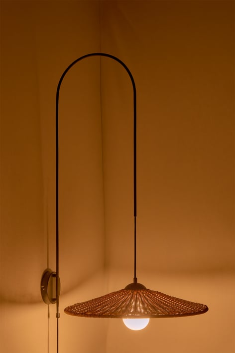 Lampada da parete per esterni Sopant in ferro e rattan sintetico
