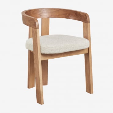 Confezione Da 2 Sedie Da Pranzo Imbottite Yvone Con Braccioli In Legno Legno Naturale & Ricciolo Blanco - Sklum