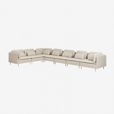 Divano Angolare Modulare Oriol Da 7 Pezzi Tessuto Beige Crema - Sklum