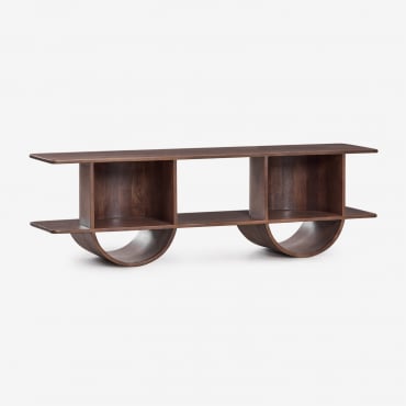 Mobile Porta Tv 150x35 Cm In Legno Flin Maniglia In Legno Scuro - Sklum