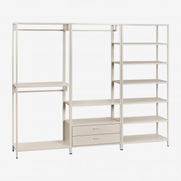 Armadio Modulare Aperto Janine A 3 Pezzi Con Ripiani In Acciaio Tapioca Beige - Sklum