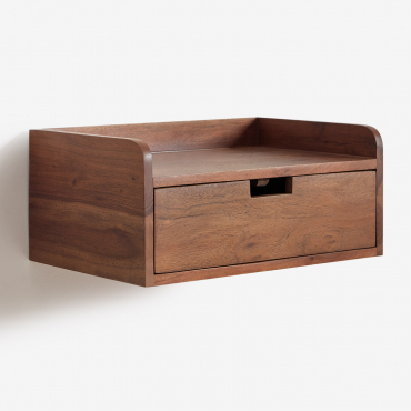 Comodino Sospeso 45x30 Cm In Legno Di Acacia Narbona Marrone Acacia Scuro - Sklum