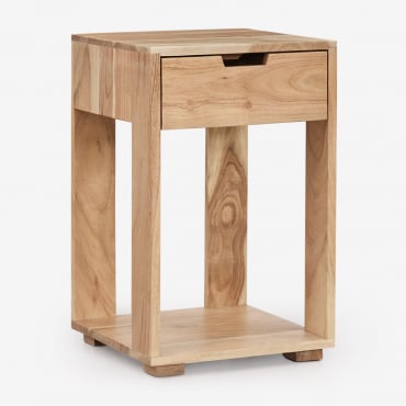 Confezione Da 2 Comodini Quadrati 35x35 Cm In Legno Leduc Acacia Rustica Marrone - Sklum
