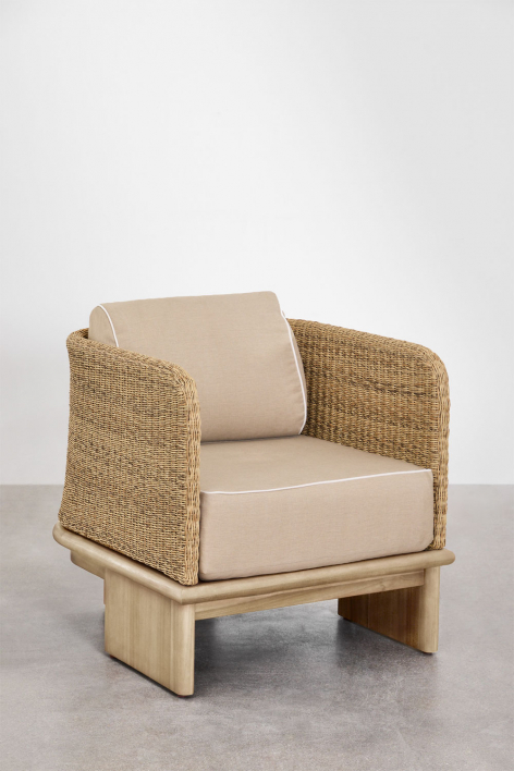 Poltrona Famara in rattan e legno di acacia - Acacia Marrone Chiaro