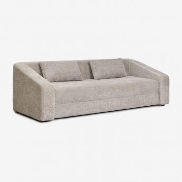 Divano Letto Dalila 3 Posti In Tessuto Bouclé Bouclé Marrone Grano - Sklum