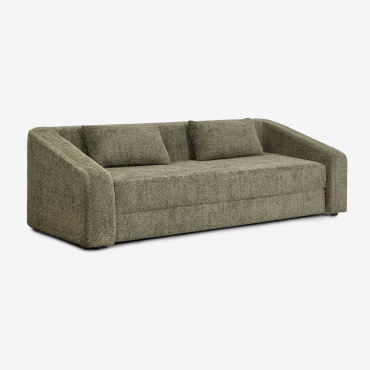 Divano Letto Dalila 3 Posti In Tessuto Bouclé Bouclé Verde Militare - Sklum