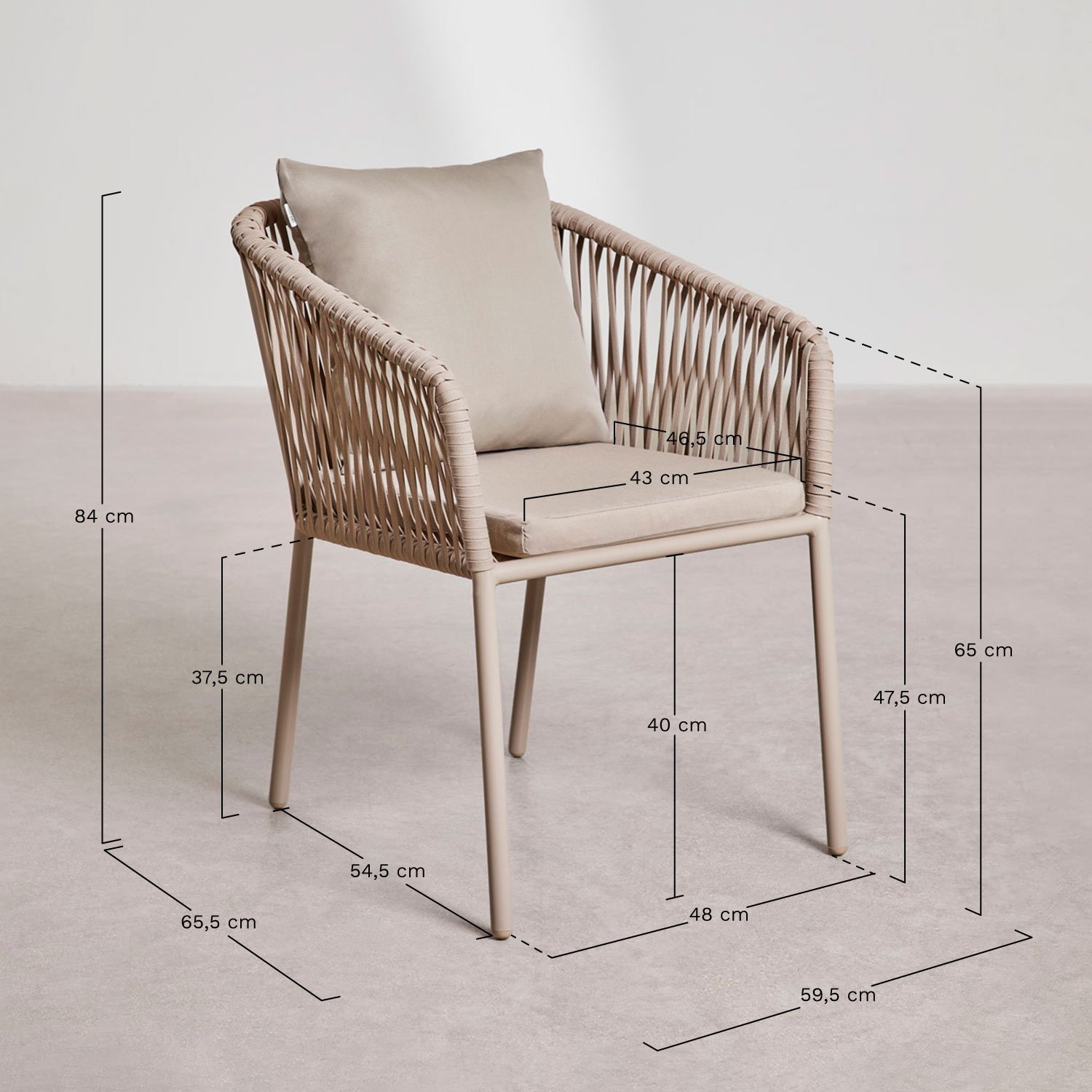 Set da tavolo rettangolare Arhiza Classic, 160x90 cm, e 6 sedie da giardino in alluminio., MISURE