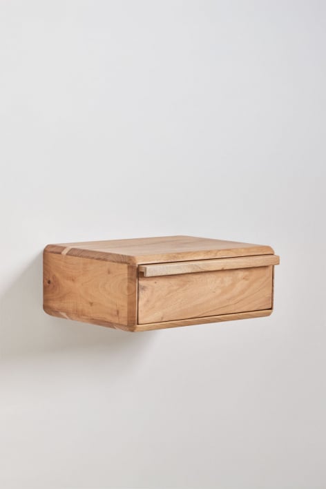 Set di 2 comodini sospesi rettangolari 40x30 cm in legno di acacia Nordilan