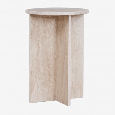 Tavolino Rotondo Ø35 Cm In Marmo Mencia Marmo Beige Crema - Sklum