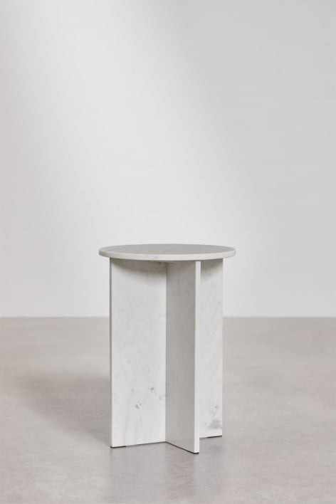 Confezione da 2 comodini rotondi Ø35 cm in marmo Mencia