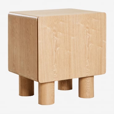 Comodino In Mdf E Impiallacciatura Gumeri Legno Naturale - Sklum