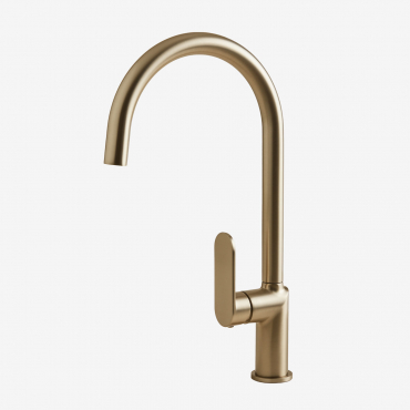 Rubinetto Da Cucina Con Canna Alta In Ottone Alameda Dorato - Sklum