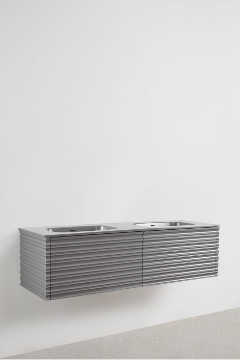 Set di mobili da bagno sospesi in legno con lavabi integrati Noura