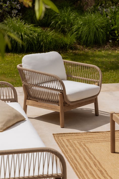 Poltrona da giardino in legno di acacia e corda intrecciata Karvia