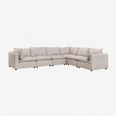 Divano Componibile Daniela 6 Pezzi Tessuto Beige Crema - Sklum