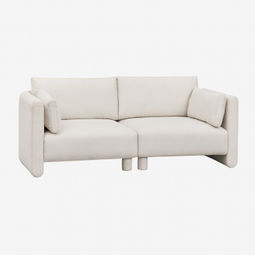Divano Componibile 2 Pezzi In Tessuto Artemisa Bouclé Bouclé Beige Crema - Sklum