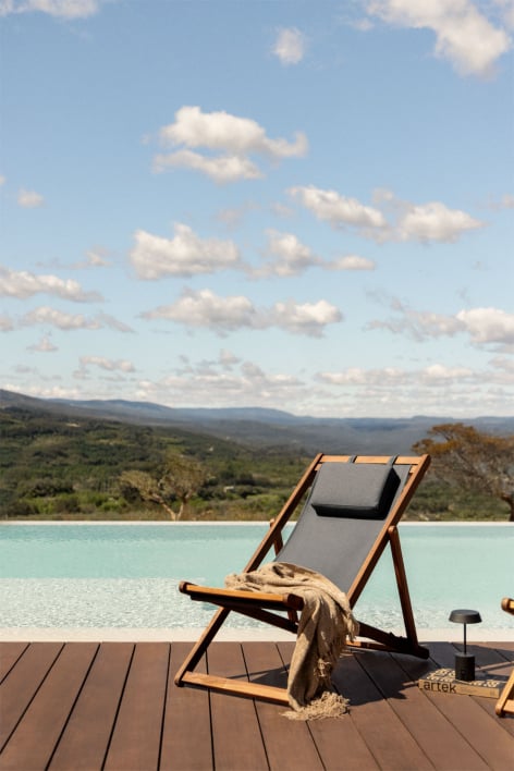 Sedia a dondolo pieghevole con cuscino in legno Kardis