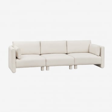 Divano Componibile 3 Pezzi In Tessuto Artemisa Bouclé Bouclé Beige Crema - Sklum