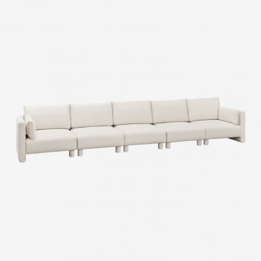 Divano Componibile 5 Pezzi In Tessuto Artemisa Bouclé Bouclé Beige Crema - Sklum