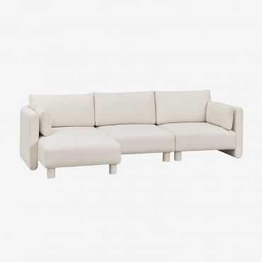 Divano Componibile 3 Pezzi Con Chaise Longue Sinistra In Tessuto Artemisa Bouclé Bouclé Beige Crema - Sklum