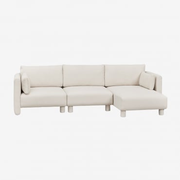 Divano Componibile Chaise Longue Destro In 3 Pezzi In Tessuto Artemisa Bouclé Bouclé Beige Crema - Sklum