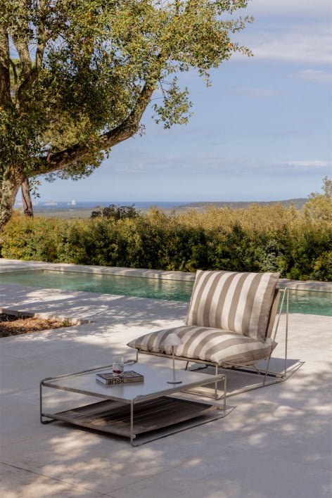 Set da giardino con poltrona e tavolino ausiliario convertibile Amaro - Tapioca Beige - Marrone Moka