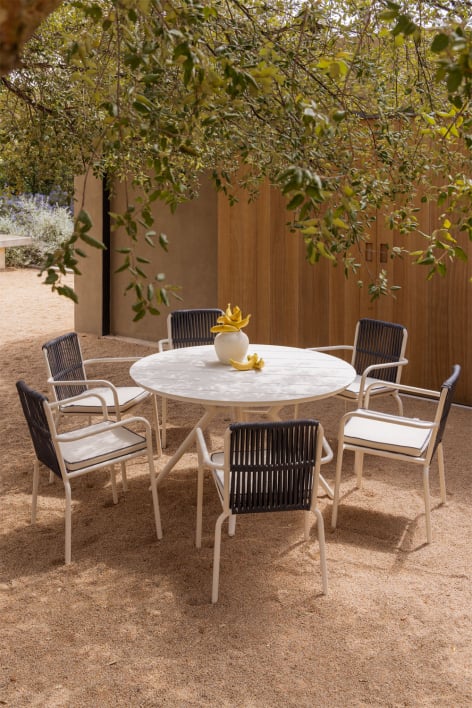 Round garden table in aluminum Valerie - Gardenia Bianco